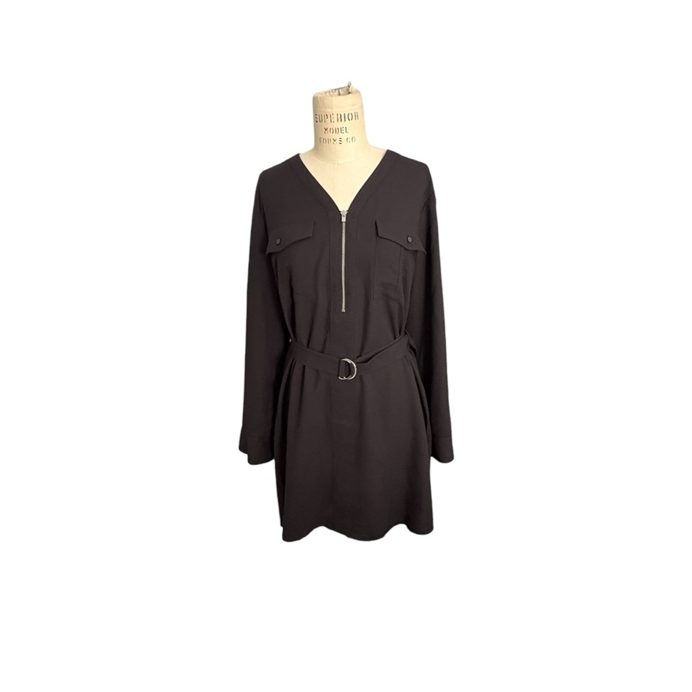 NWT Black Dress‎ Long Sleeve w/ Belt Women M Church Work Office Nightout Wedding